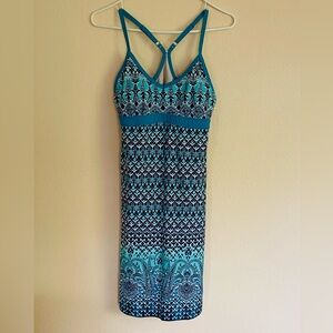 Women’s Athleta Racer Back Print Dress, Size Small, Built in Bra, Stretch